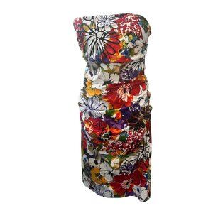 Suzi Chin for Maggy Boutique Strapless Floral Midi Dress Size 14